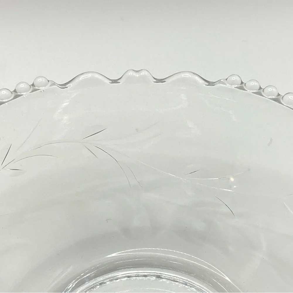 Vintage Tiffin-Franciscan Dolores 3 Piece Mayonnaise Set Clear Etched Glass MINT